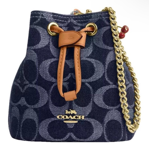 Coach Limited Edition Denim Cherry wristlet NWT - Picture 1 of 7